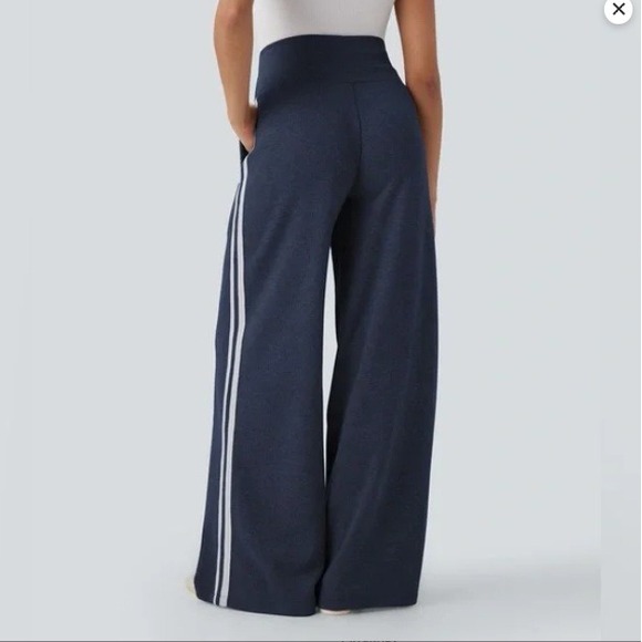 Halara Ribbed SoCinched High Waisted Tummy Control Drawstring Wide Leg Pant S R - Picture 15 of 16